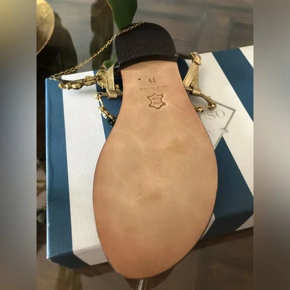 Emanuela Caruso Capri stunning green jewel sandals size 39 fit 8.5 US - Picture 5 of 13